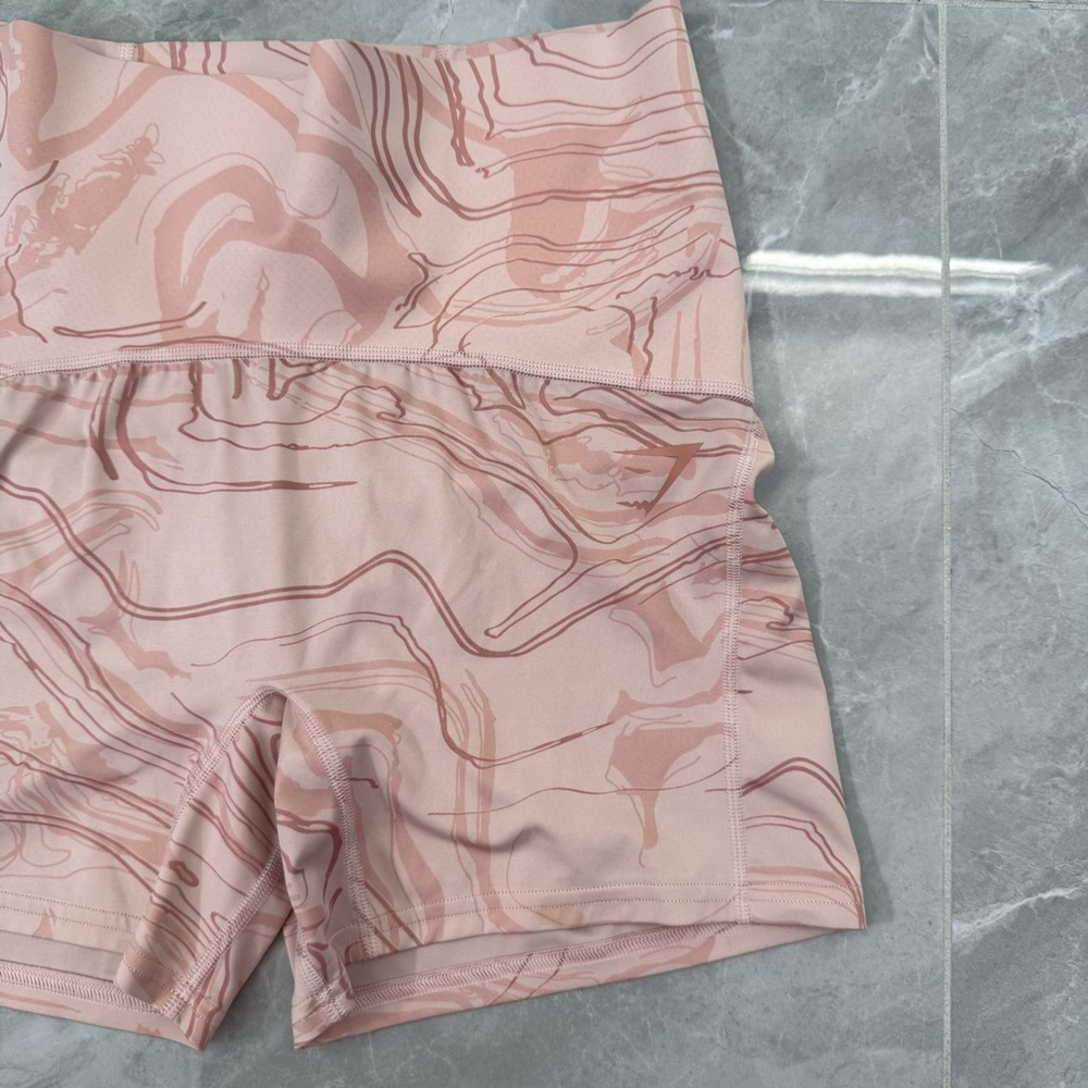 Women’s Gymshark Marbled Biker Shorts Butt Scrunch Lifting Training Size Large - Picture 2 of 14